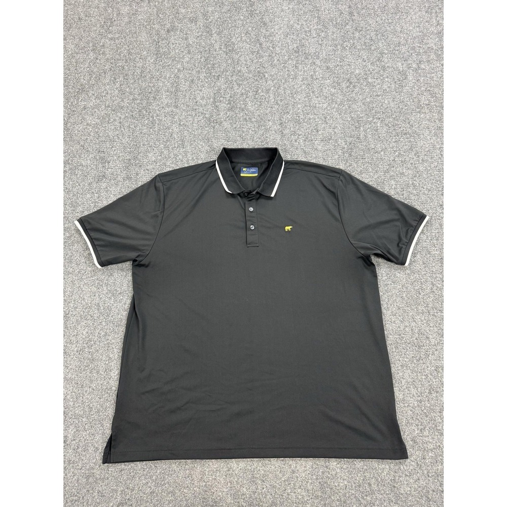 Jack Nicklaus Polo Shirt Mens 2XL Black 100% Polyester Golf Logo Short Sleeve